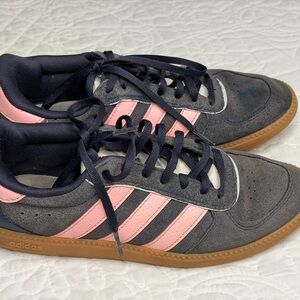 Adidas Womens Breaknet Sleek Suede Sneaker Navy And Pink US 6.5 Trainer Shoes